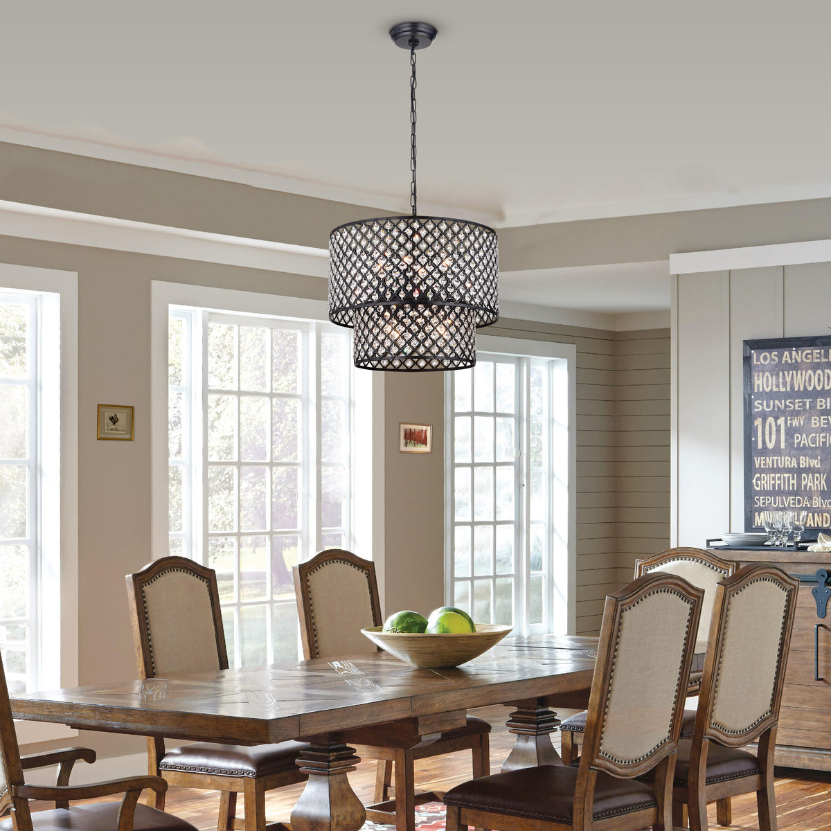 Convallaria 8-Light Drum Pendant with Crystal Accents