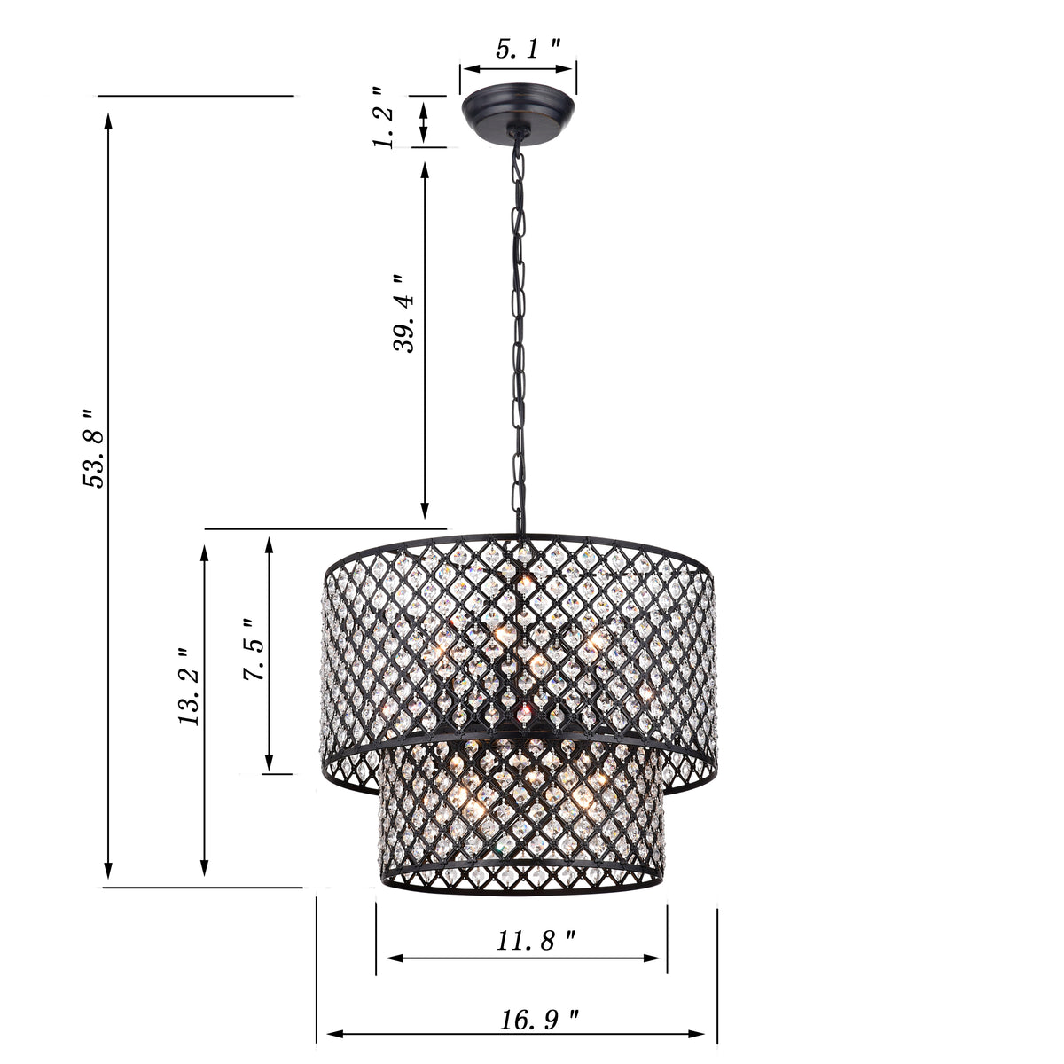 Convallaria 8-Light Drum Pendant with Crystal Accents