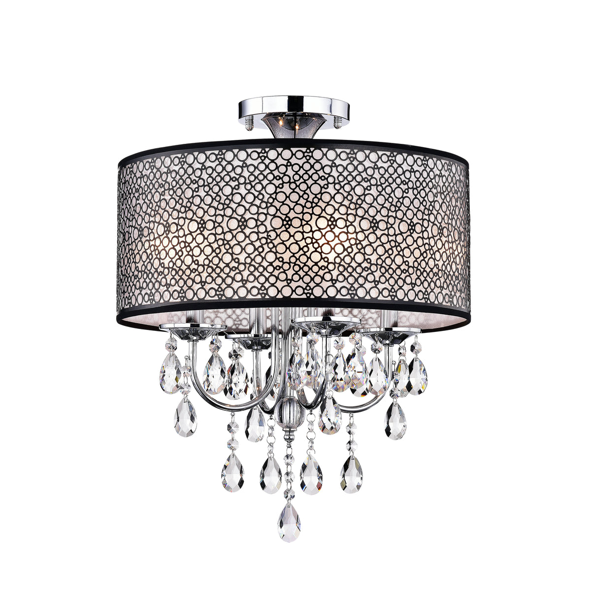 Balaniki 4-Light Semi-Flush Mount Drum with Chandelier Elements