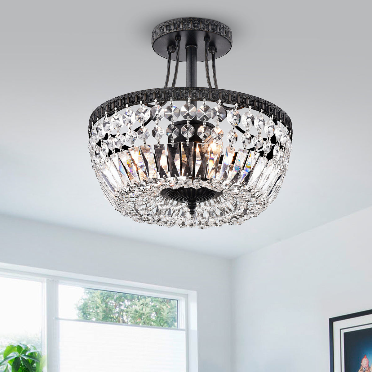 Baara 3-Light Chandelier-Style Bowl Semi-Flush Mount