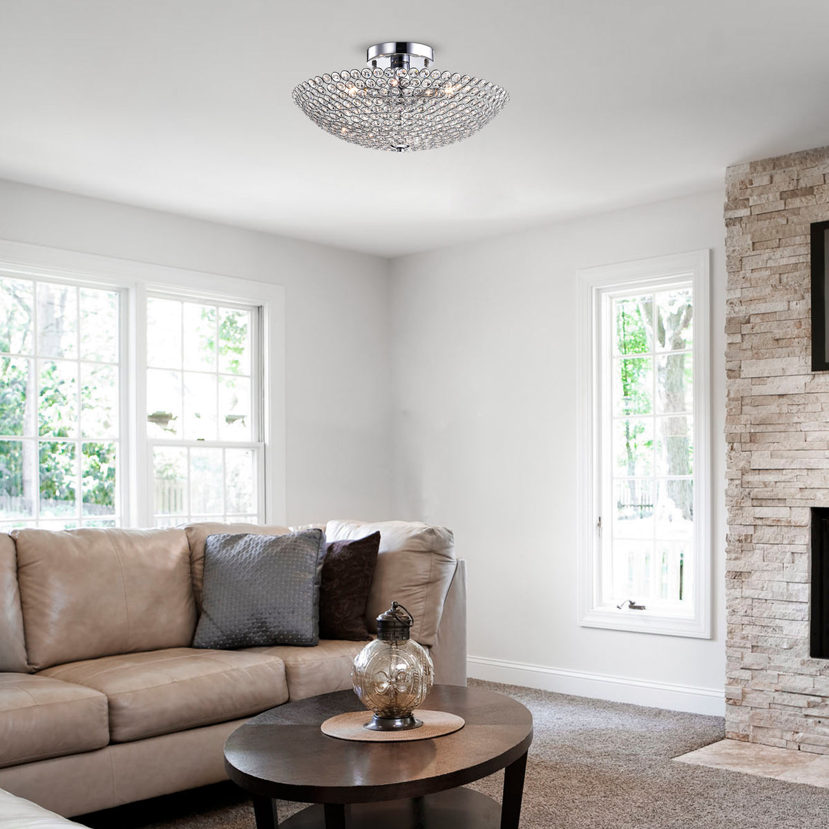 Birkir 3-Light Statement Bowl Semi-Flush Mount