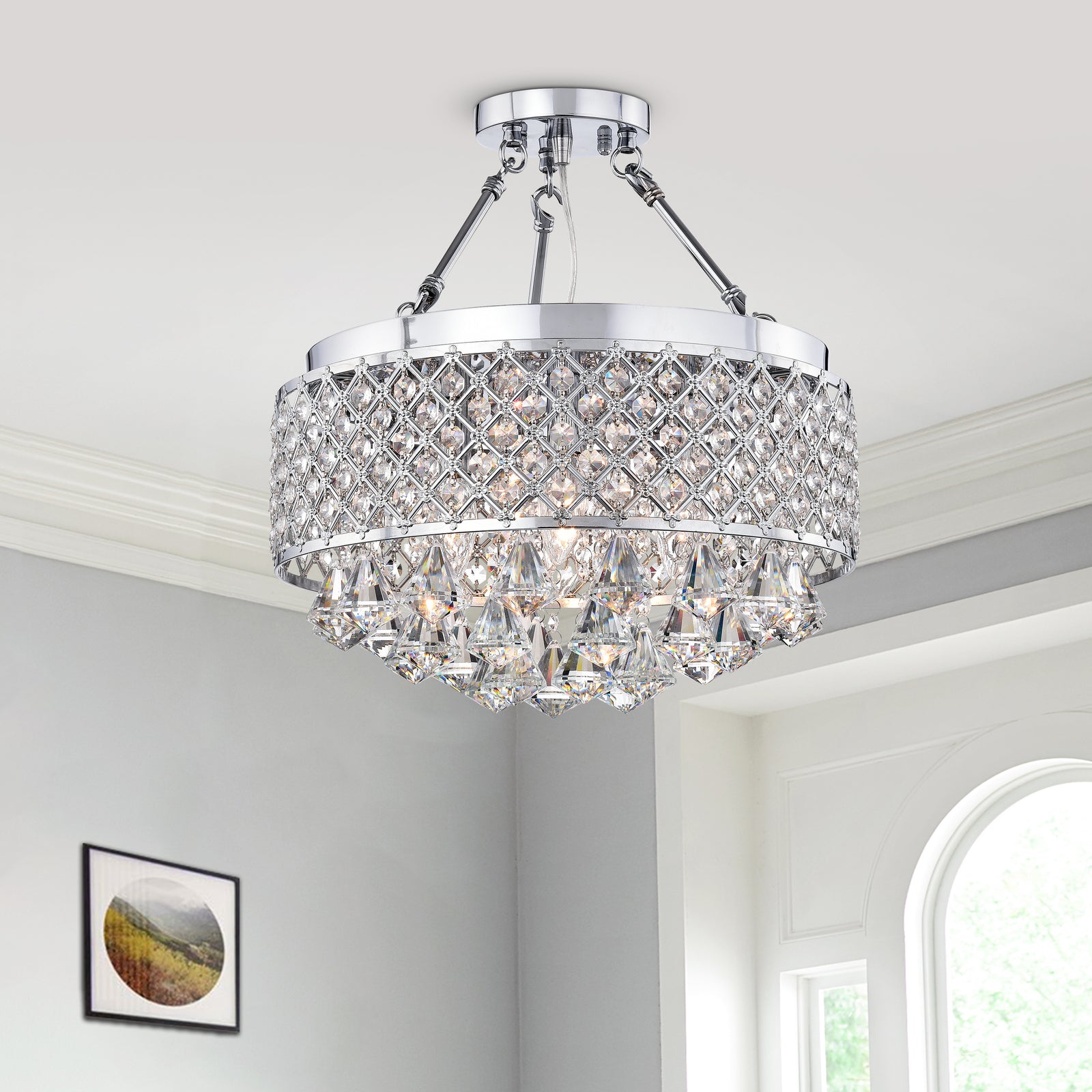 Balia 4-Light Semi-Flush Mount Drum Chandelier