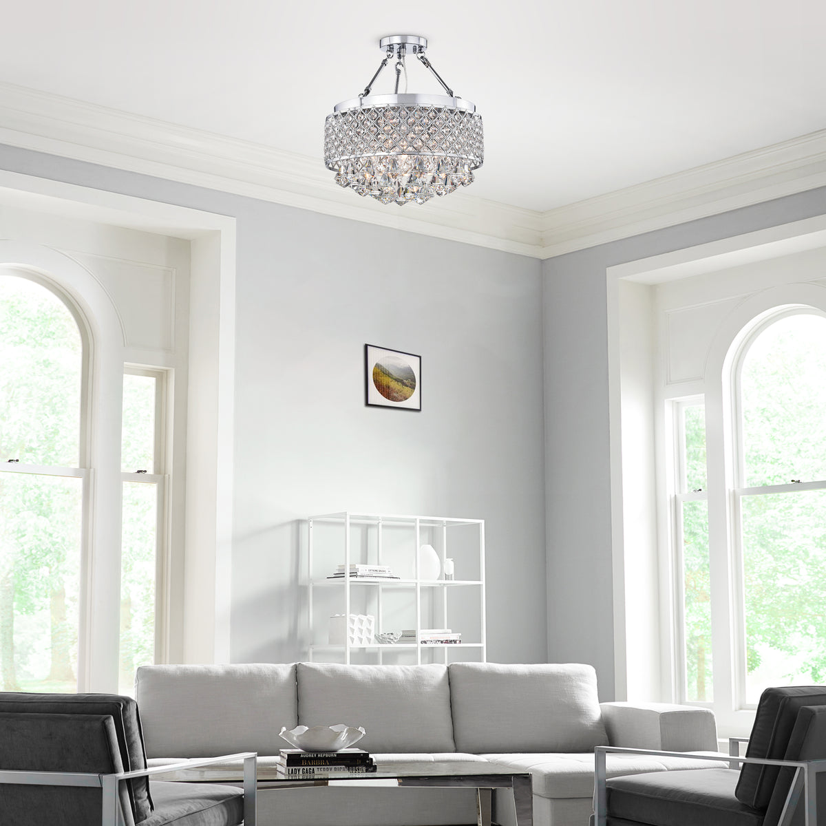 Balia 4-Light Semi-Flush Mount Drum Chandelier
