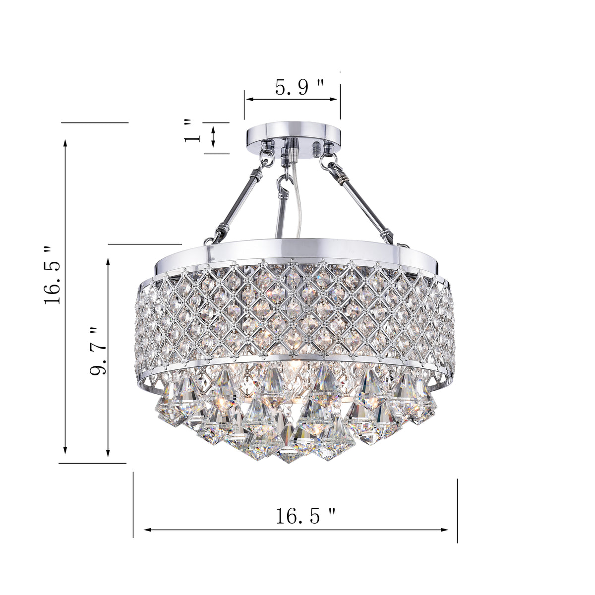 Balia 4-Light Semi-Flush Mount Drum Chandelier
