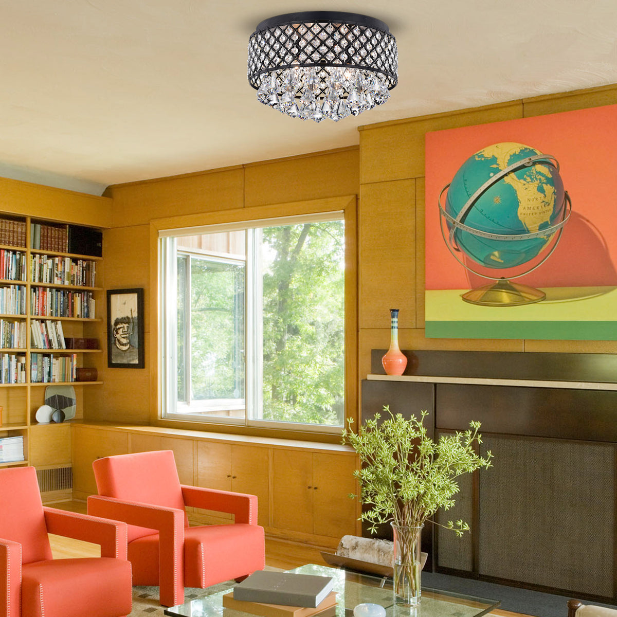 Basira 4-Light Crystal Flush Mount Drum