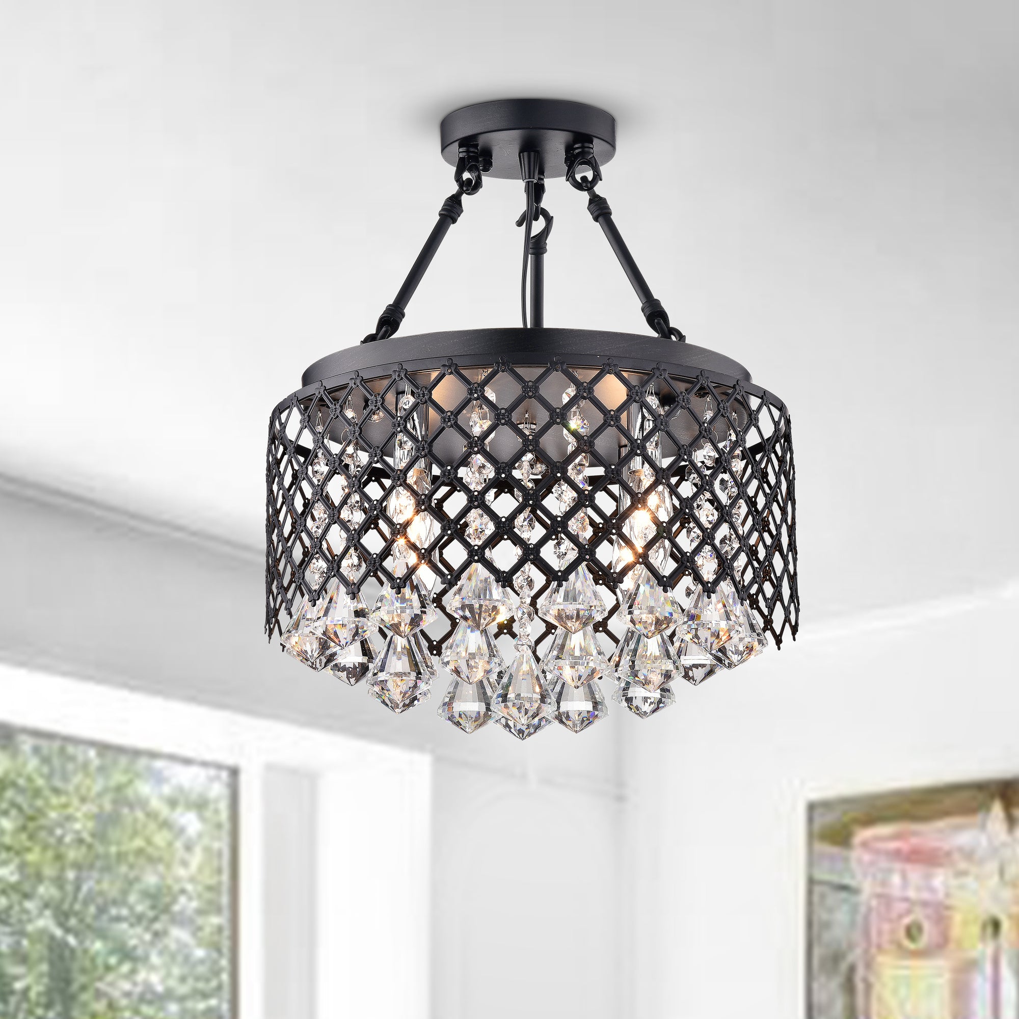 Benecia 4-Light Semi-Flush Mount Drum Chandelier