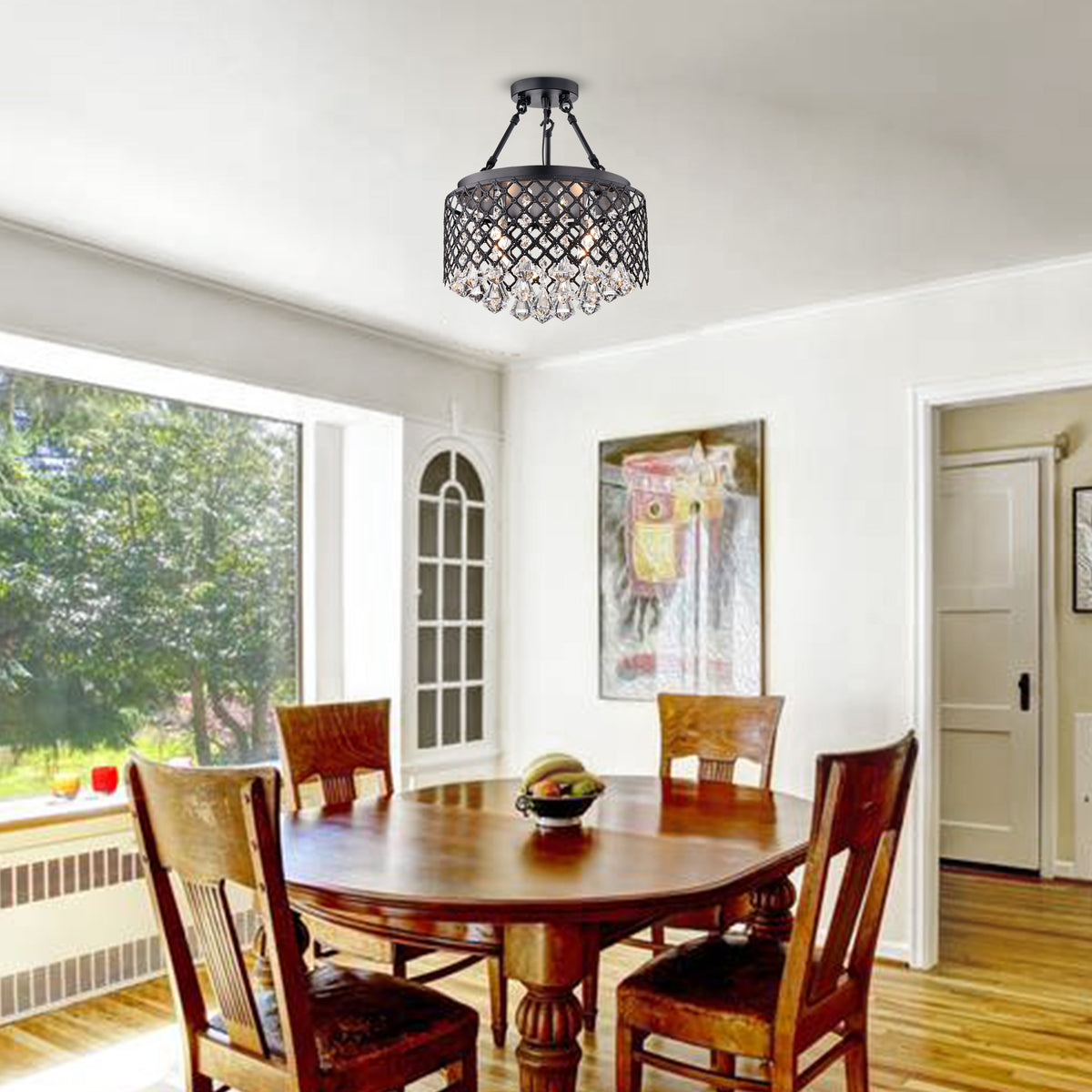 Benecia 4-Light Semi-Flush Mount Drum Chandelier