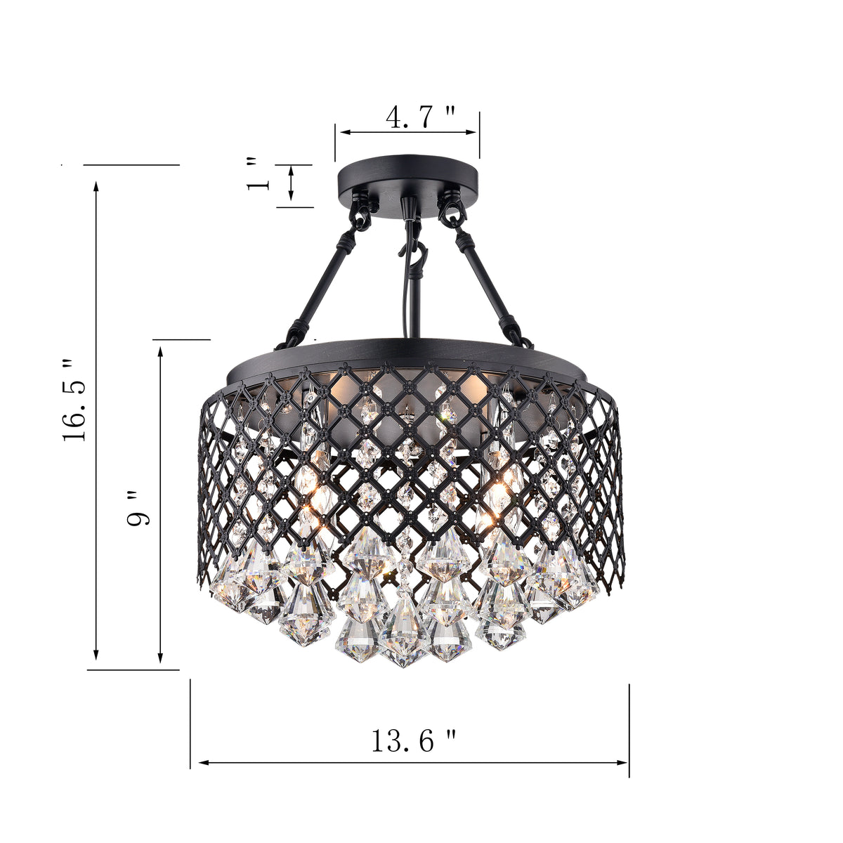 Benecia 4-Light Semi-Flush Mount Drum Chandelier