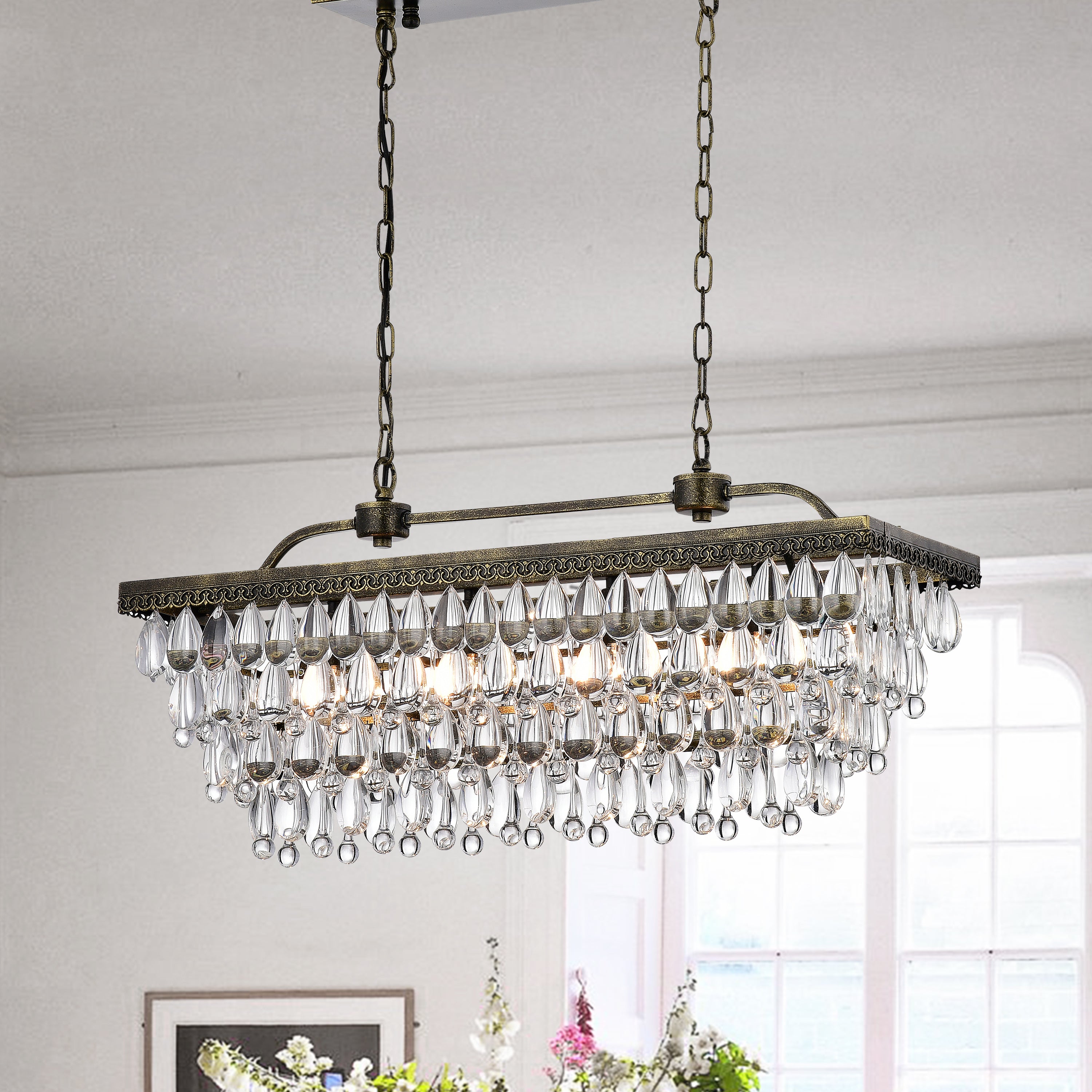 Almonzo 4-Light Rectangular Tiered Chandelier - Greenville