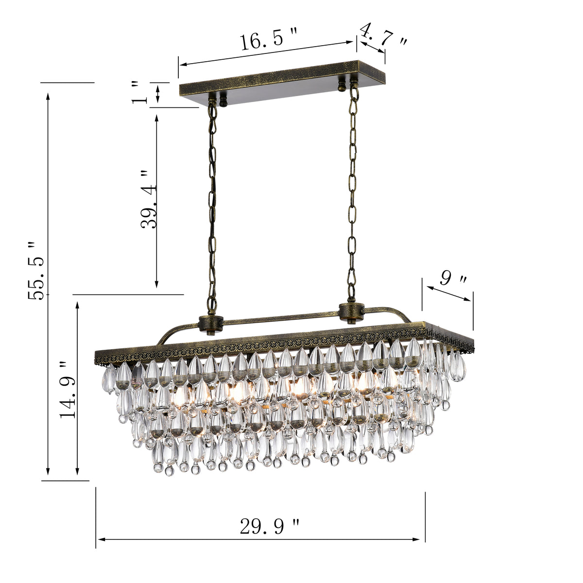 Almonzo 4-Light Rectangular Tiered Chandelier