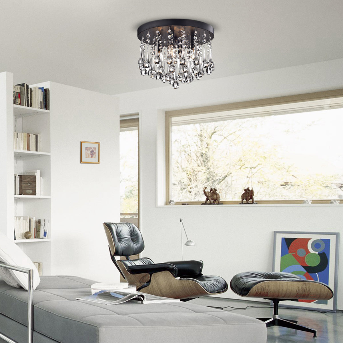 Bastia 4-Light Crystal Flush Mount - Black