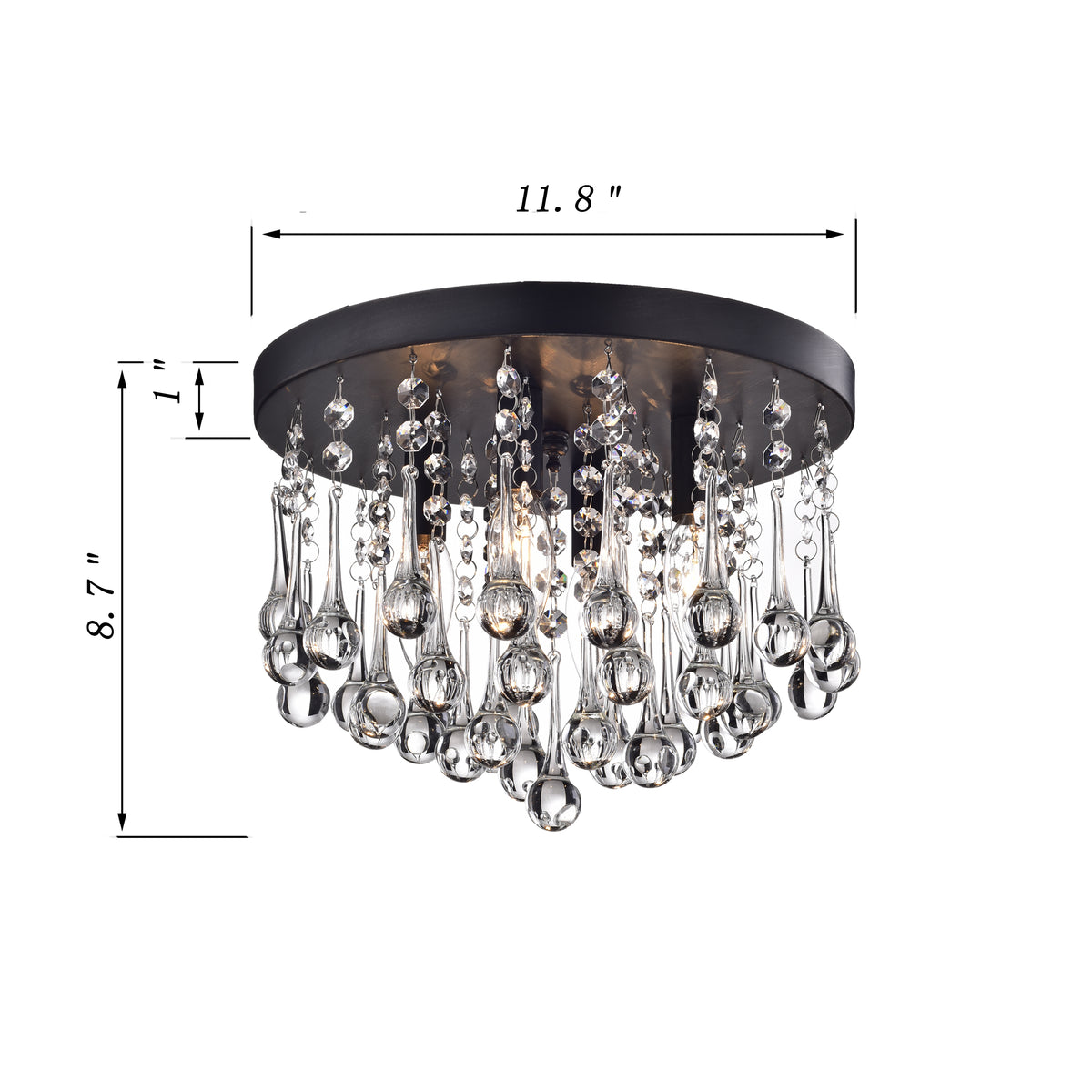 Bastia 4-Light Crystal Flush Mount - Black