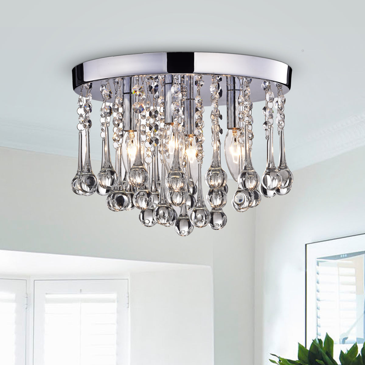 Bastia 4-Light Crystal Flush Mount - Chrome
