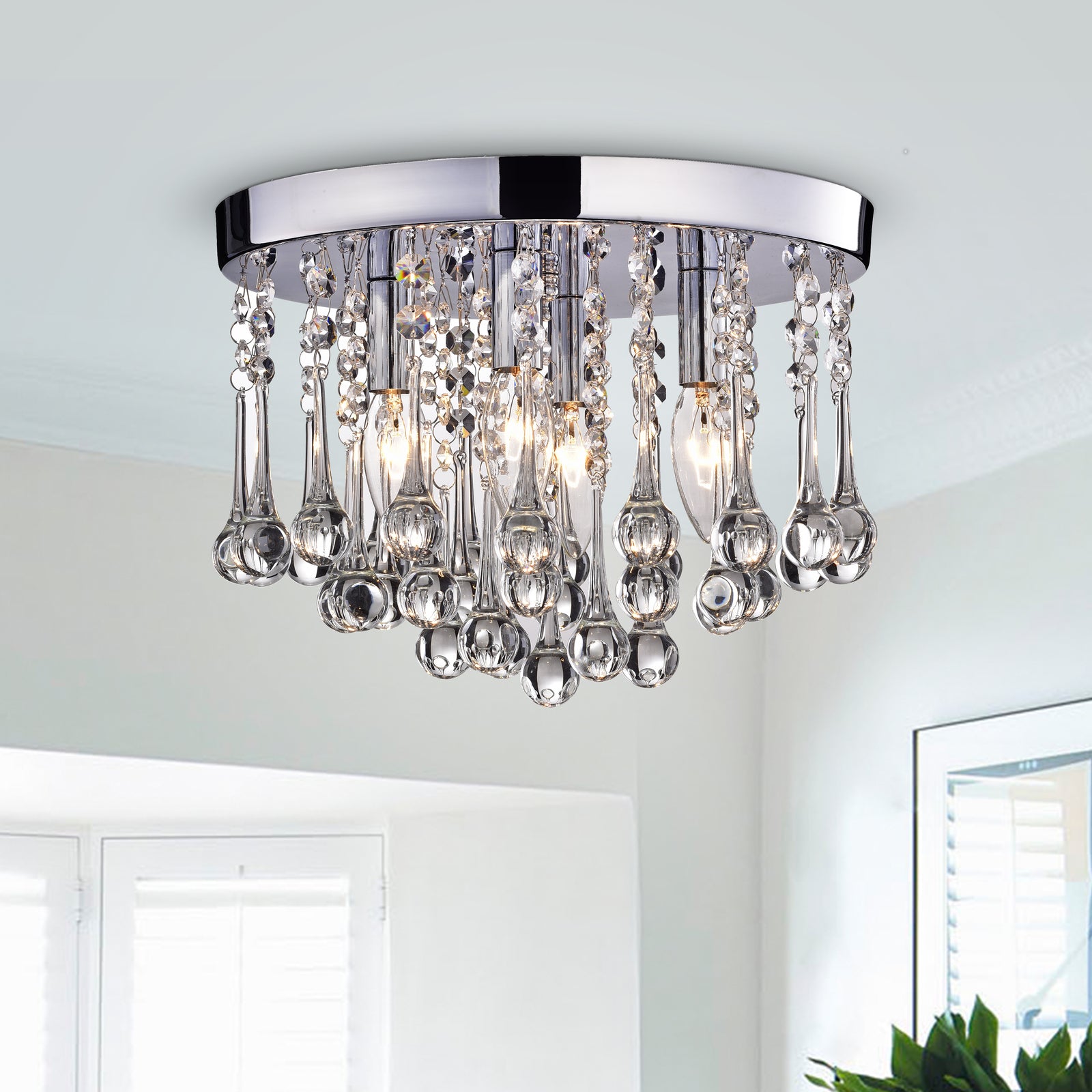 Bastia 4-Light Crystal Flush Mount - Chrome