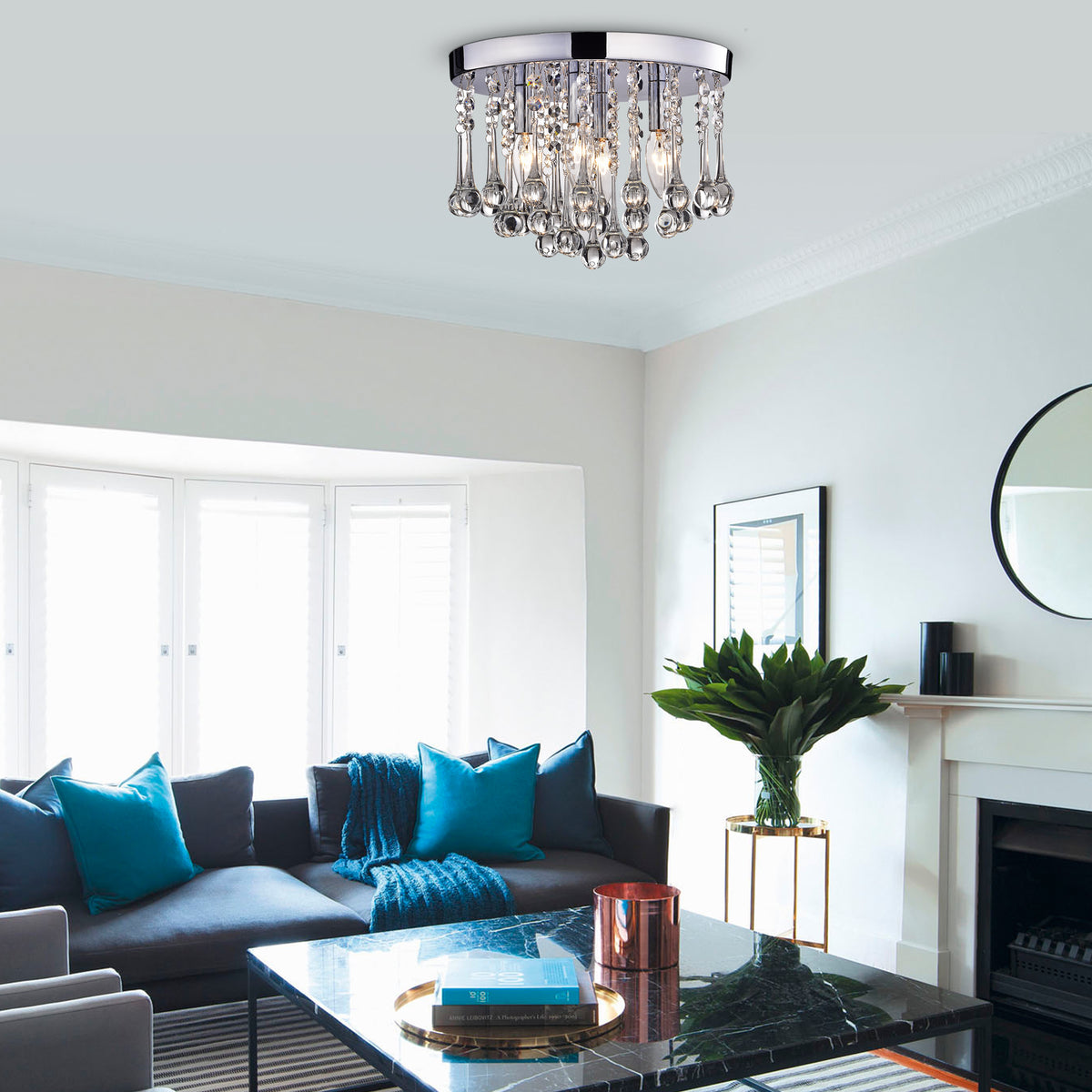 Bastia 4-Light Crystal Flush Mount - Chrome