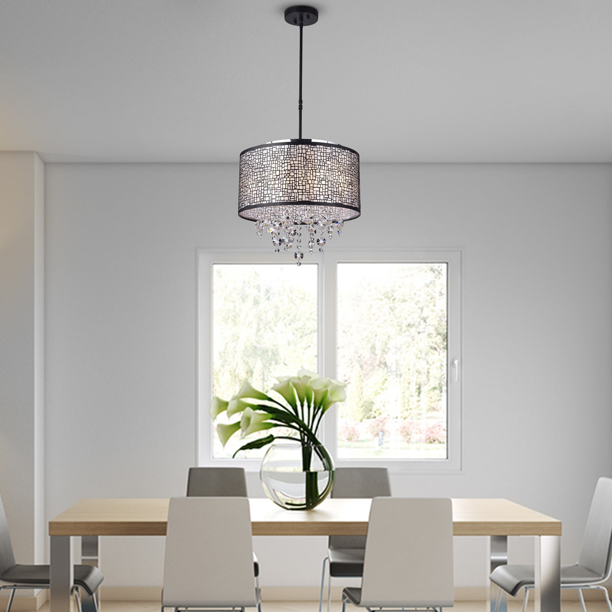 Alaula 4-Light Shaded Drum Chandelier - Black