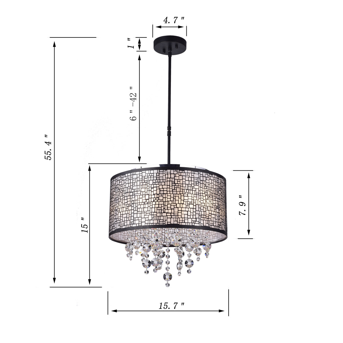 Alaula 4-Light Shaded Drum Chandelier - Black