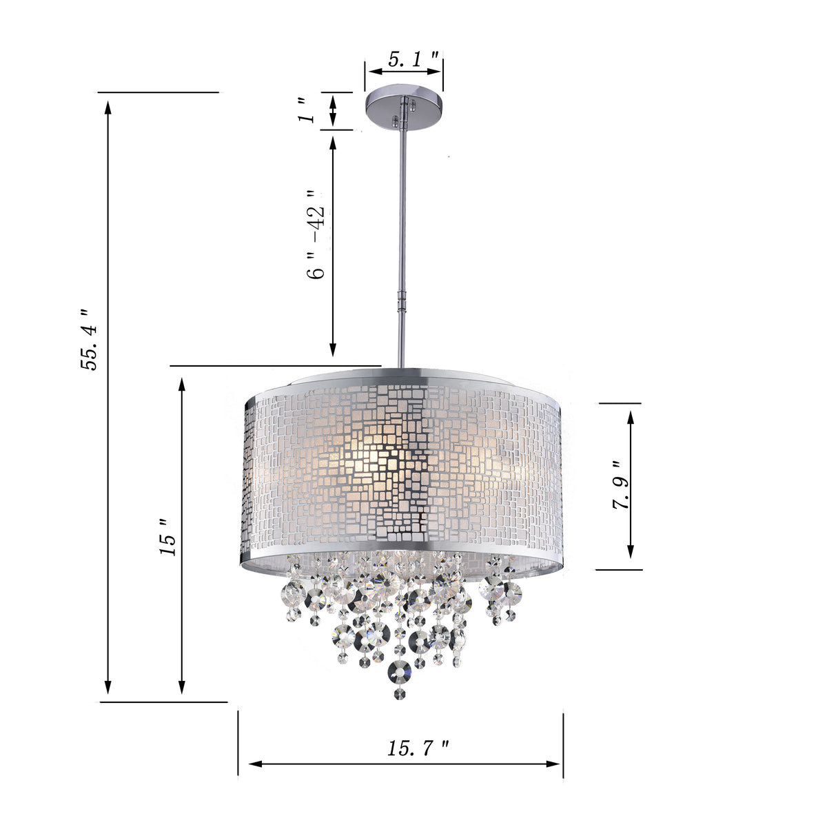 Alaula 4-Light Shaded Drum Chandelier - Chrome