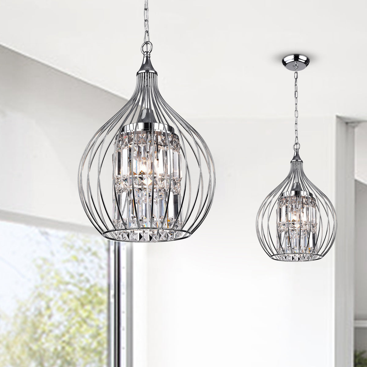 Pelentri 3-Light Foyer Pendant - Chrome