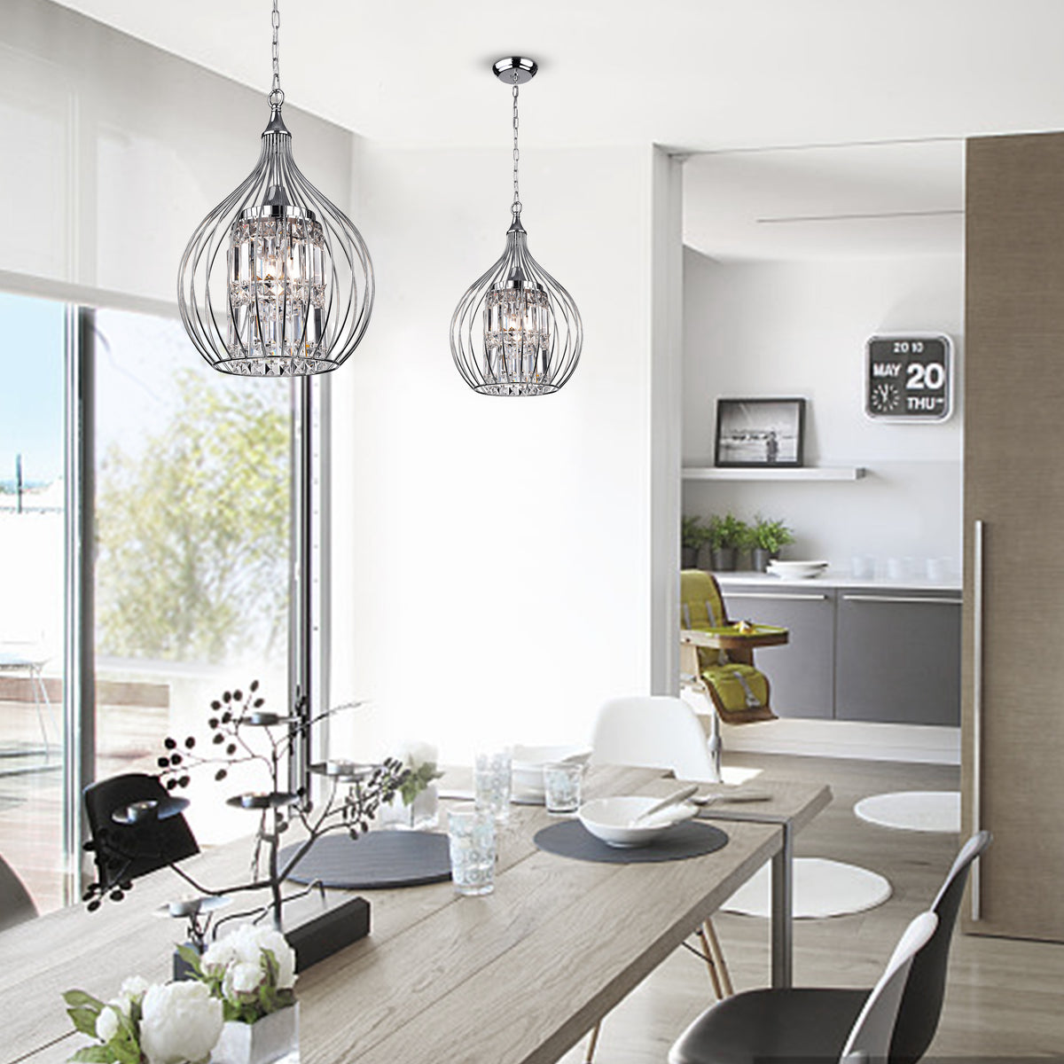 Pelentri 3-Light Foyer Pendant - Chrome