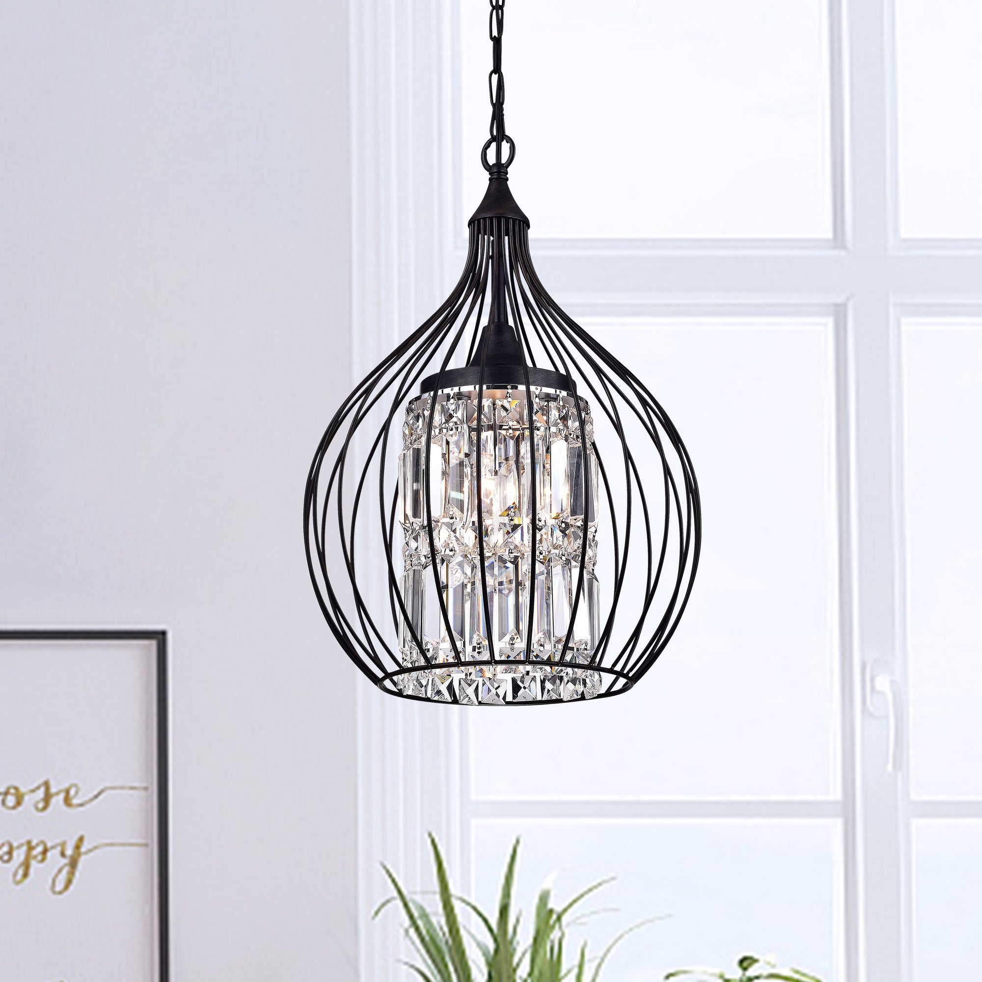 Pelentri 3-Light Foyer Pendant - Black