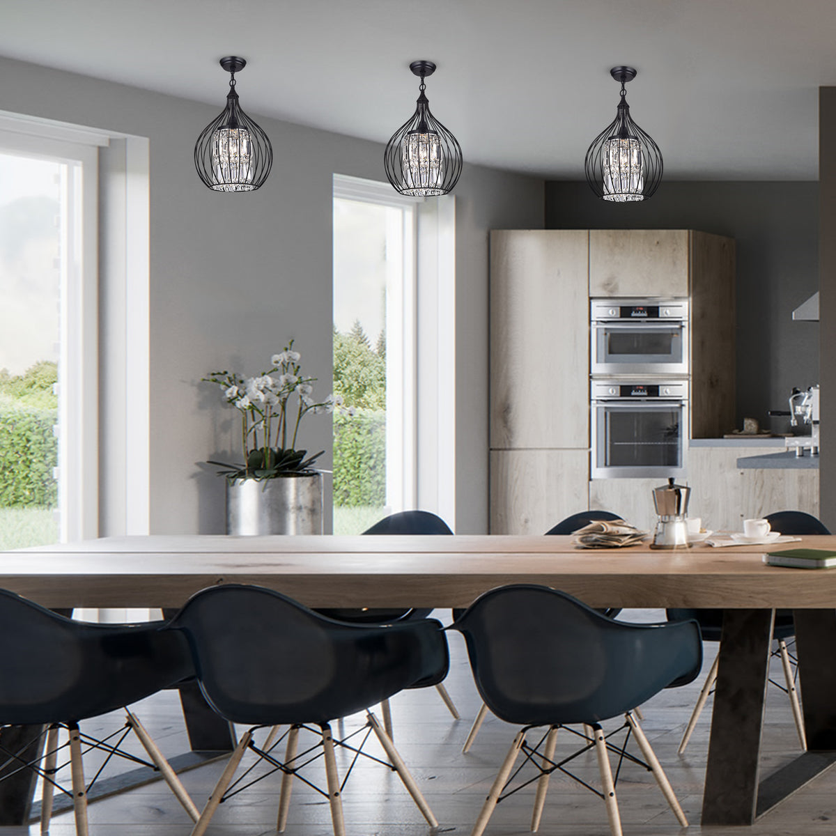 Bonarcado 3-Light Foyer Semi Flush Mount - Black