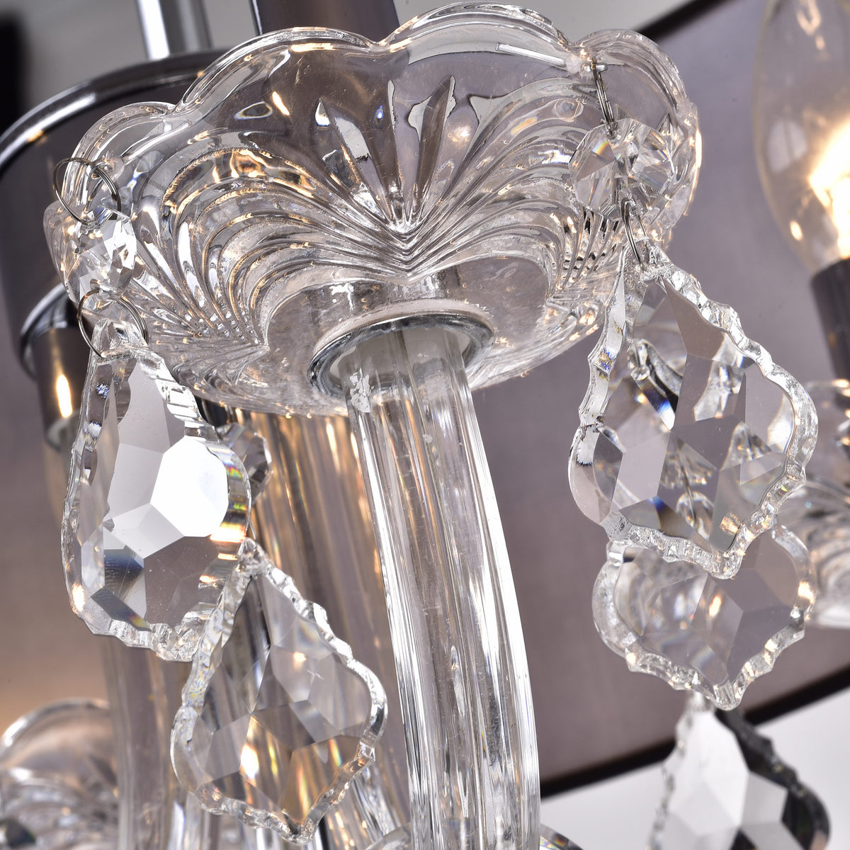 Letia 4-Light Semi-Flush Mount Drum with Chandelier Elements - Black