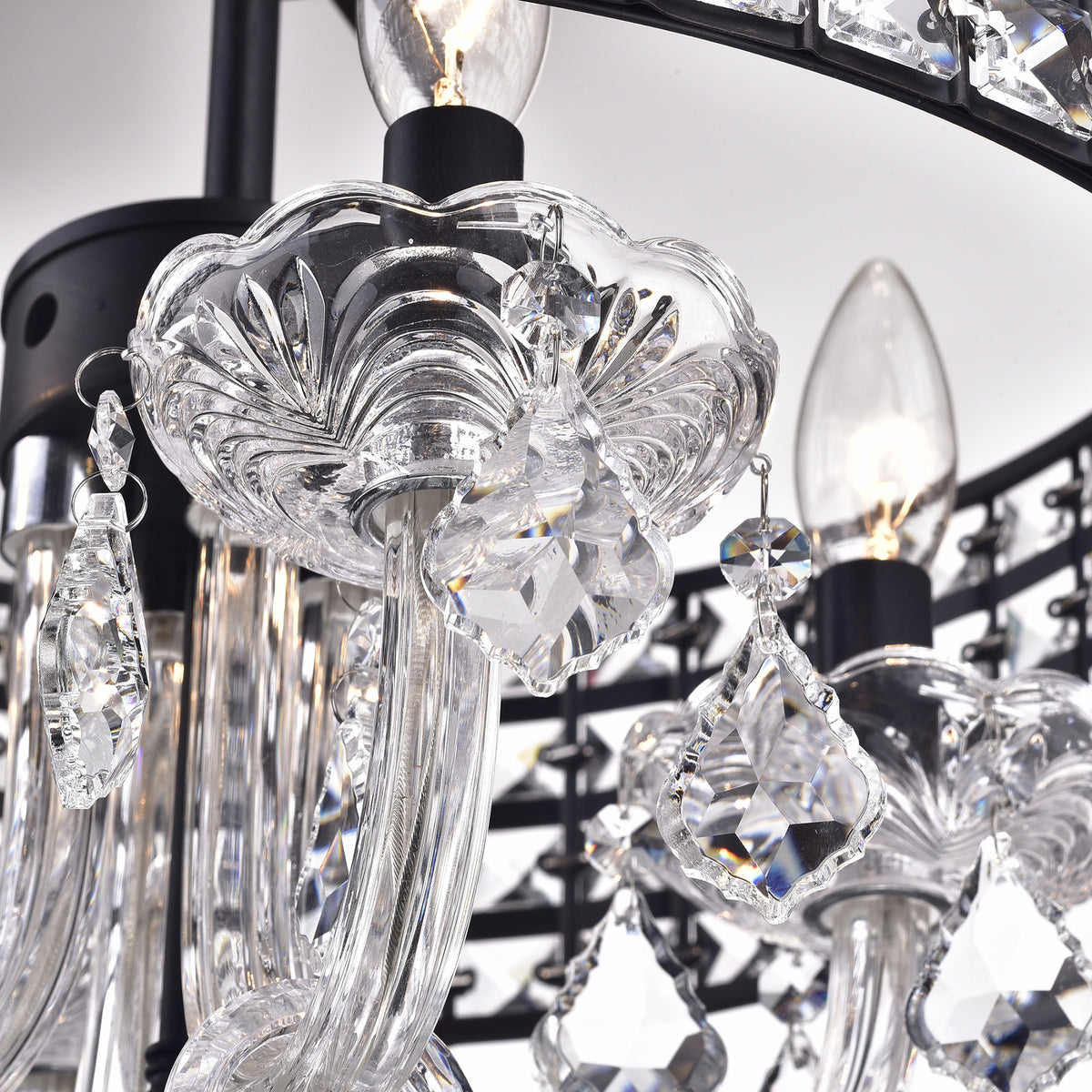 Berberis 4-Light Semi-Flush Mount Drum Chandelier - Black