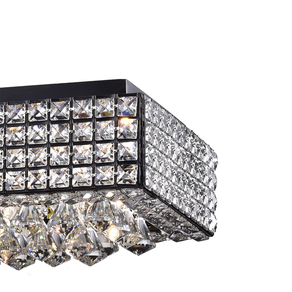 Bente 8-Light Rectangular Crystal Flush Mount - Black
