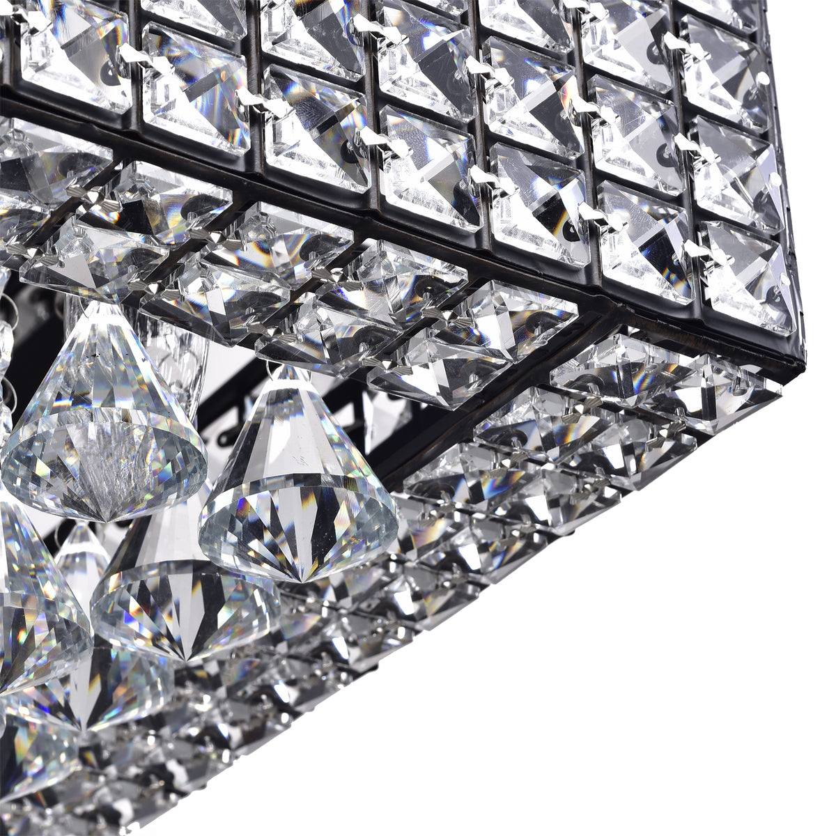 Bente 8-Light Rectangular Crystal Flush Mount - Black