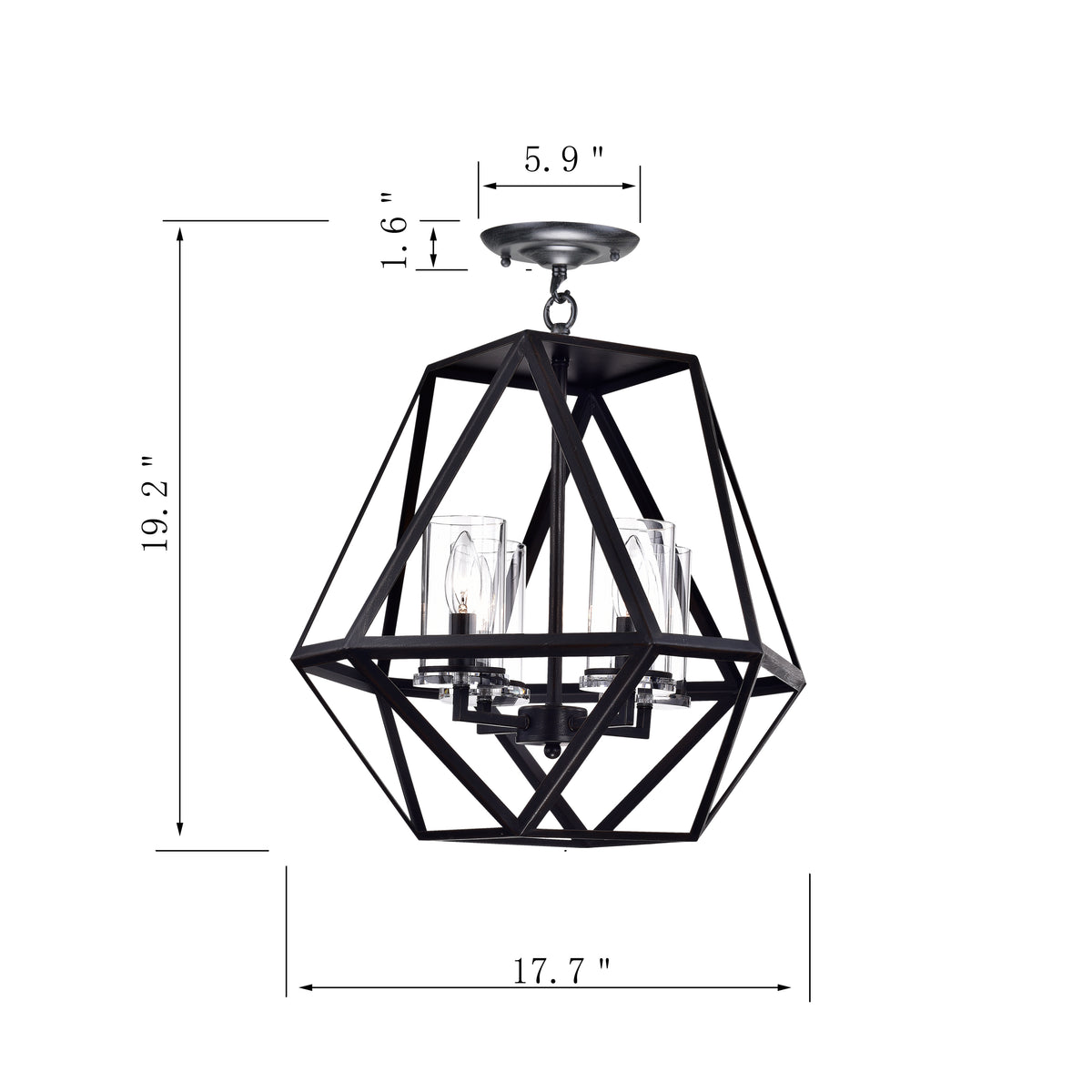 Cabourg 4-Light Geometric Semi-Flush Mount