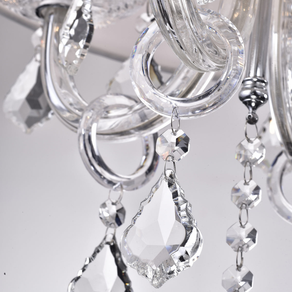 Letia 4-Light Semi-Flush Mount Drum with Chandelier Elements - White