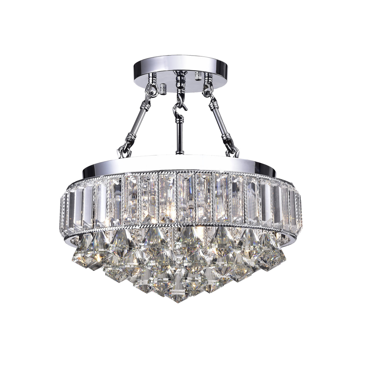 Fabro 4-Light Crystal Semi-Flush Mount Drum