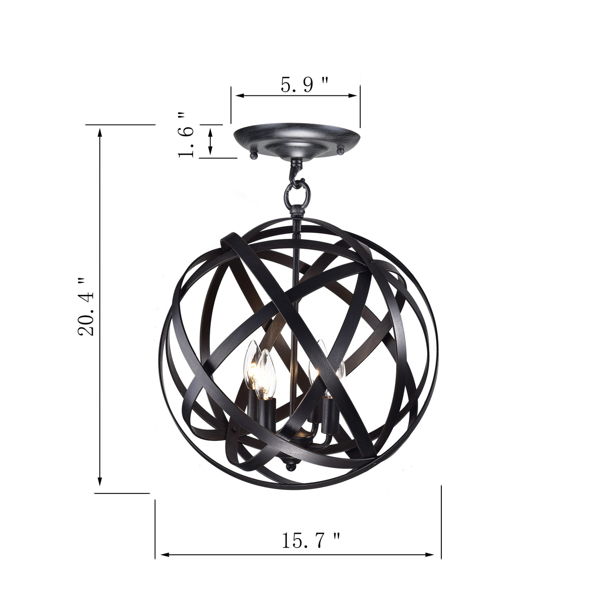 Efés 4-Light Globe Semi-Flush Mount