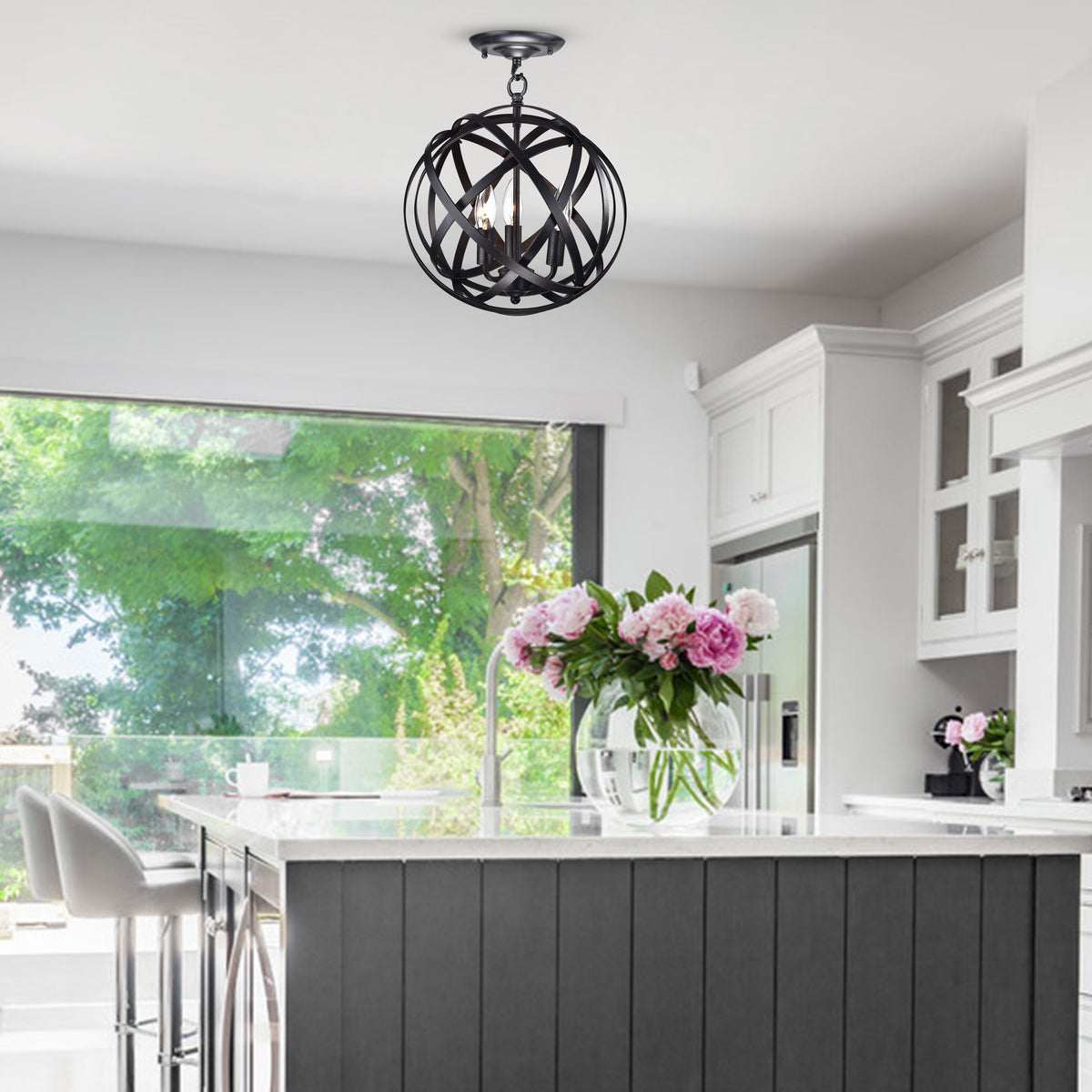 Ektoros 3-Light Globe Semi-Flush Mount