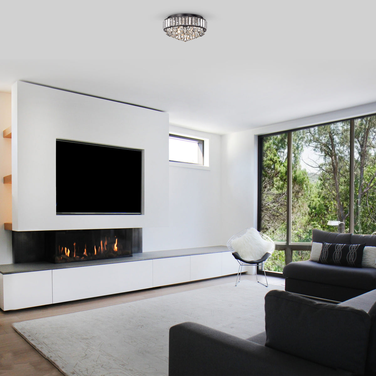 Berdine 4-Light Crystal Flush Mount Drum