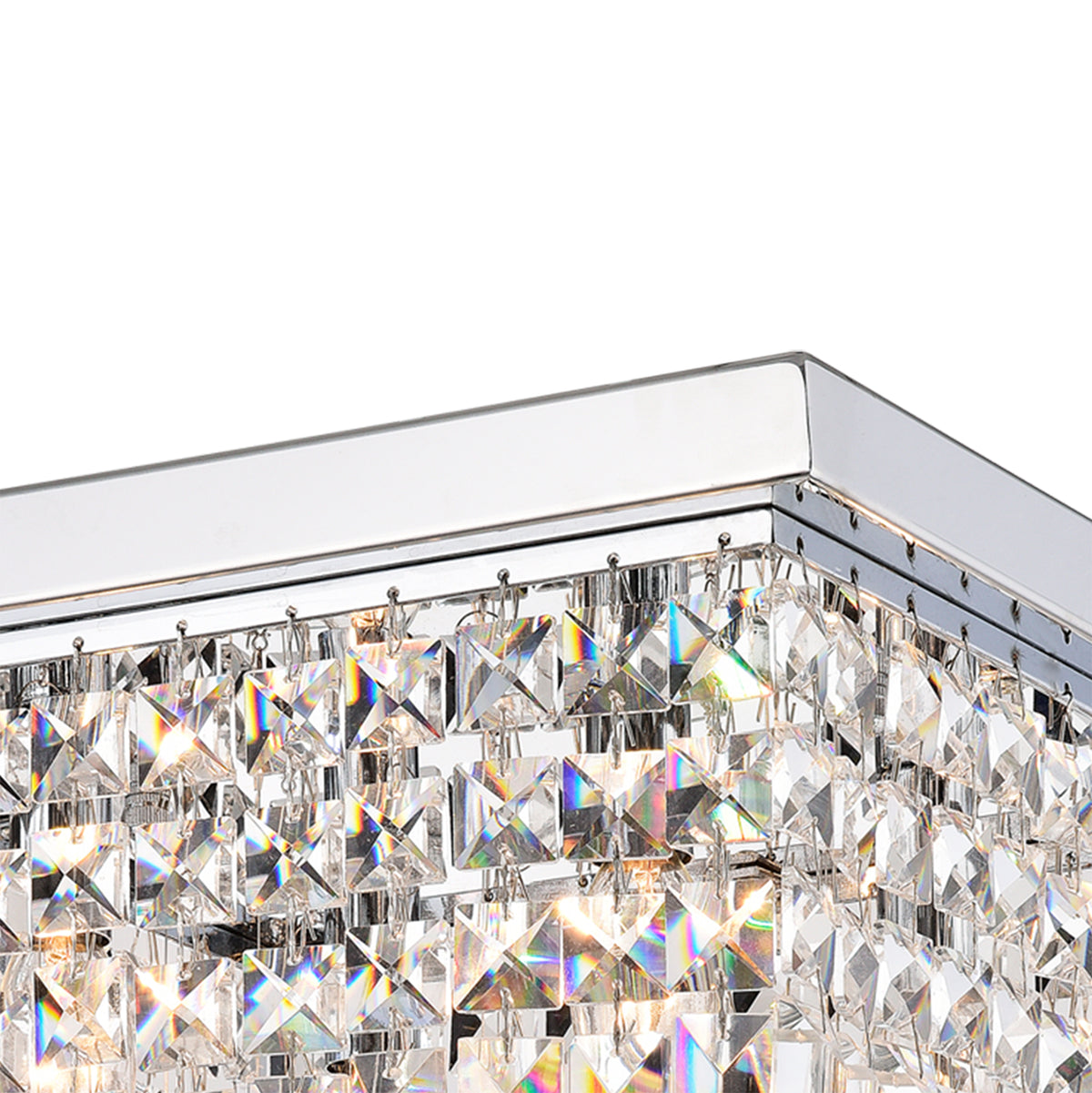 Bethan 4-Light Rectangular Crystal Flush Mount - Chrome