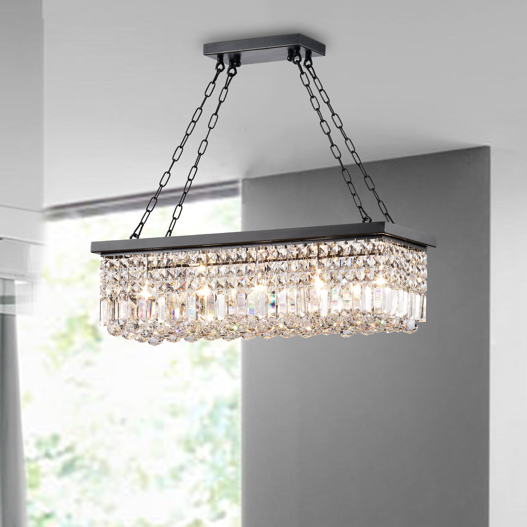 Esperidon 5-Light Rectangular Crystal Chandelier - Black