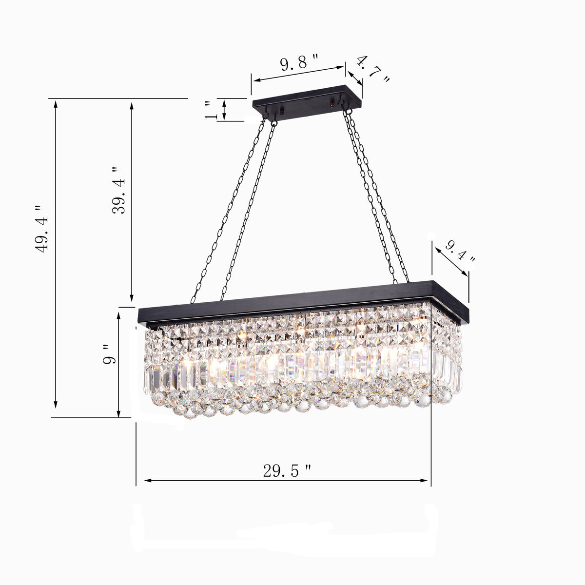 Esperidon 5-Light Rectangular Crystal Chandelier - Black