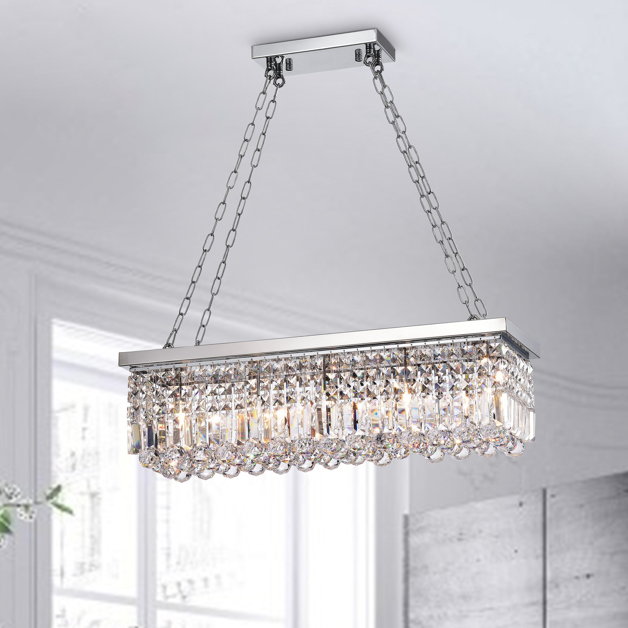 Esperidon 5-Light Rectangular Crystal Chandelier - Chrome