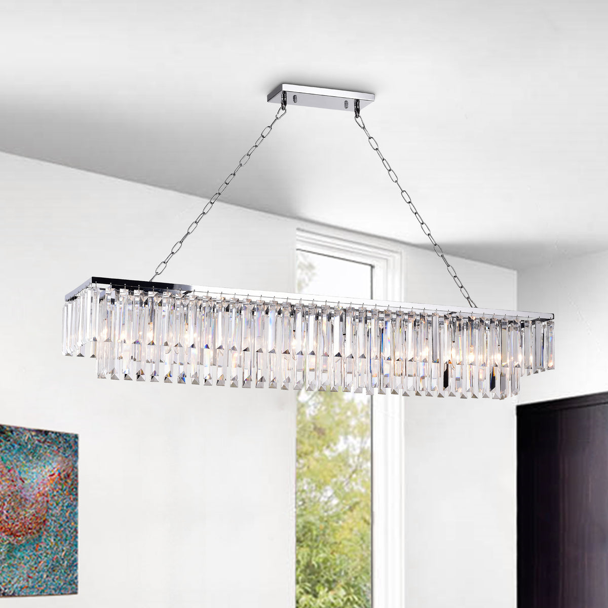 Erimi 8-Light Rectangular Crystal Chandelier