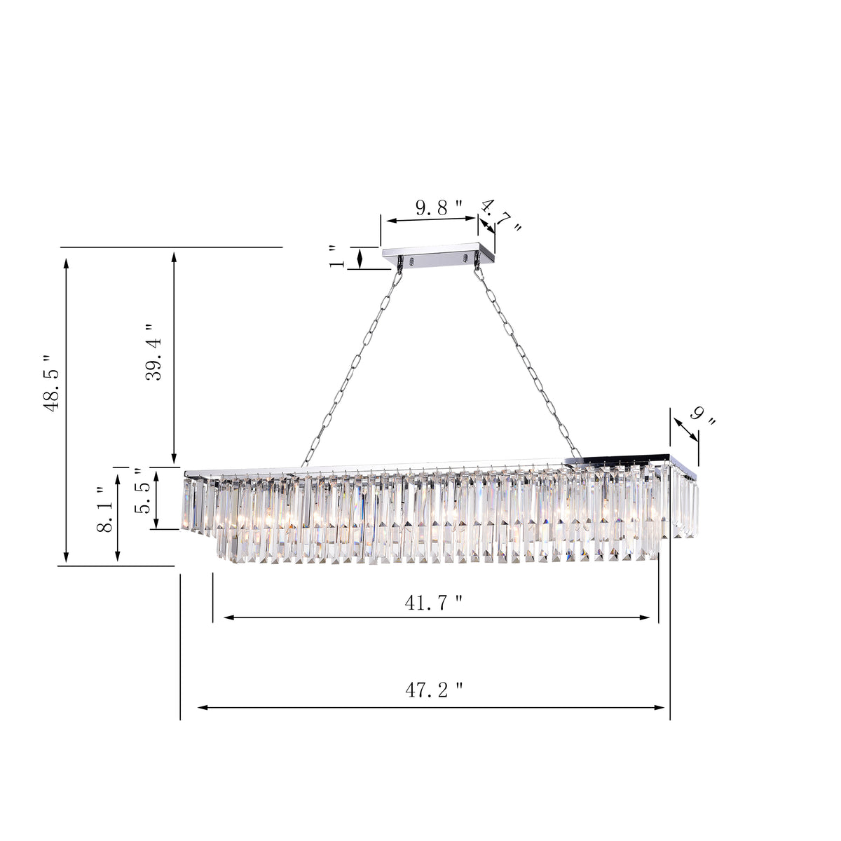 Erimi 8-Light Rectangular Crystal Chandelier