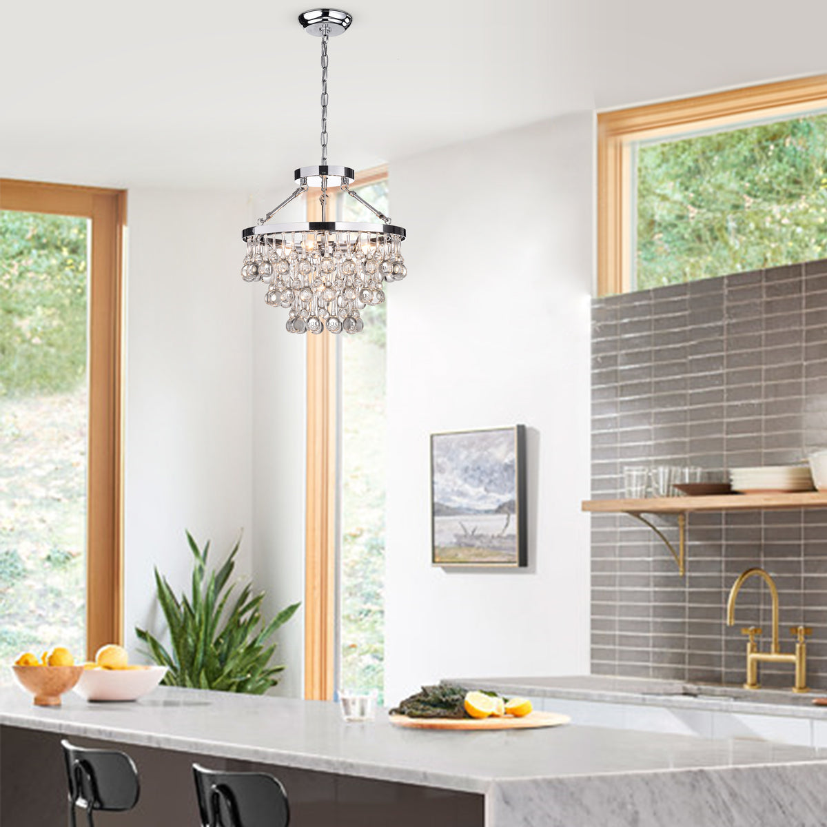 Agios 5-Light Tiered Chandelier - Chrome