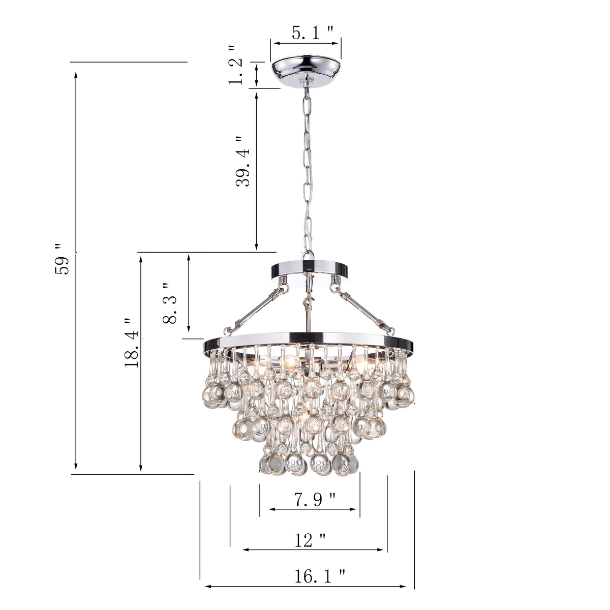 Agios 5-Light Tiered Chandelier - Chrome