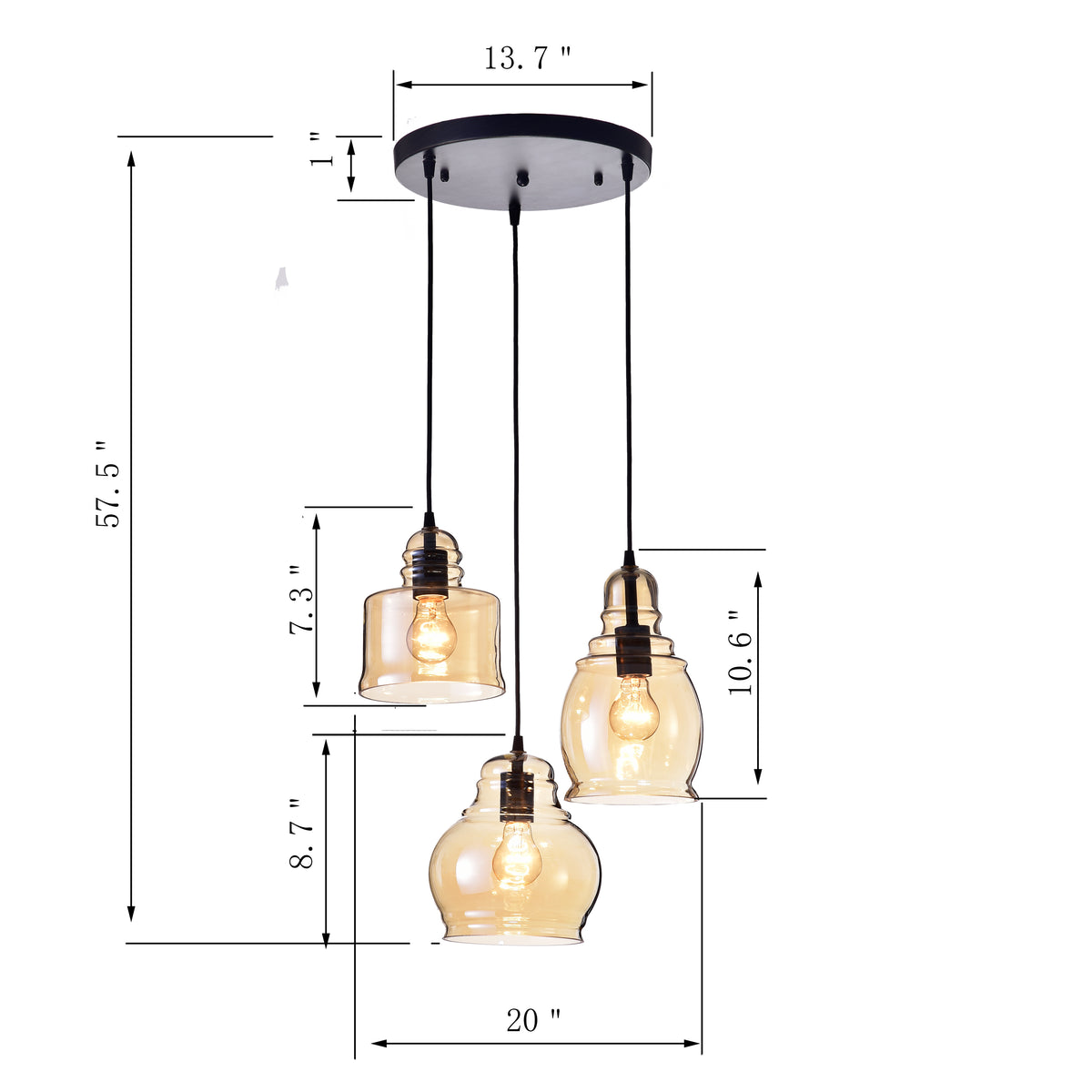 Derex 3-Light Cluster Pendant