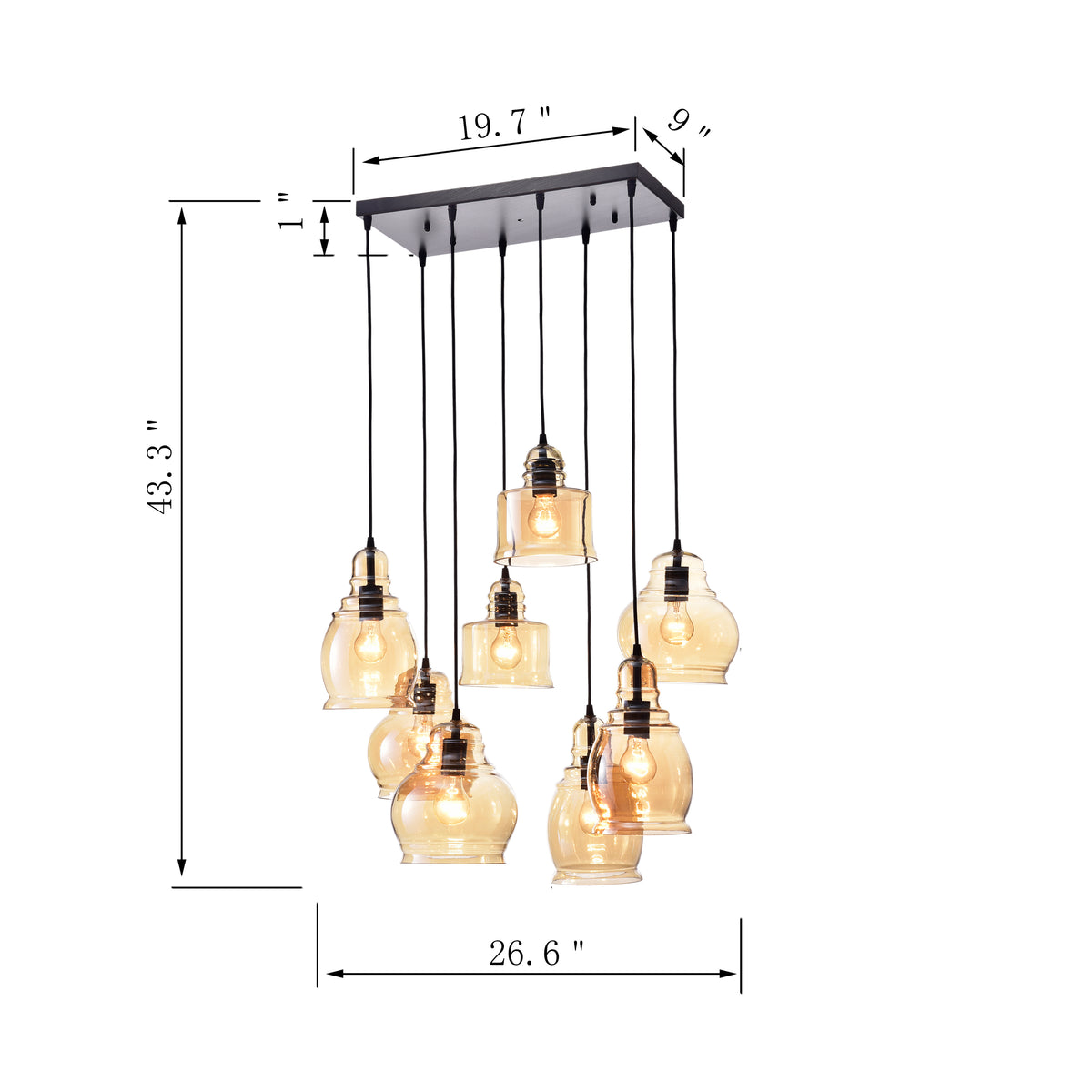 Dasan 8-Light Cluster Pendant