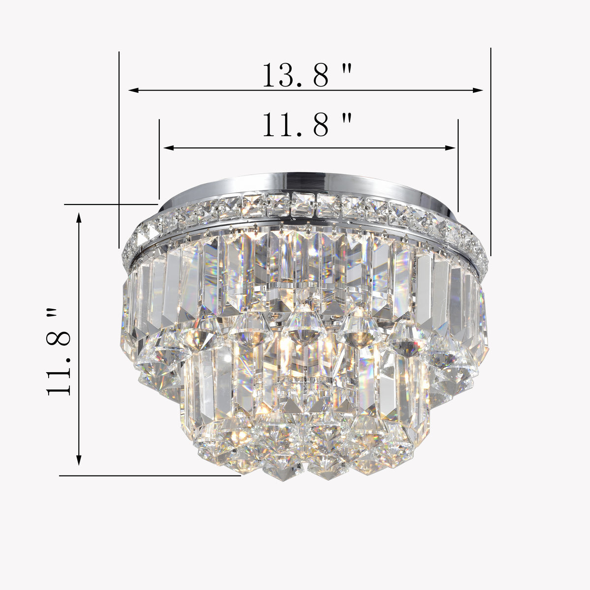 Betula 4-Light Tiered Crystal Flush Mount - Chrome