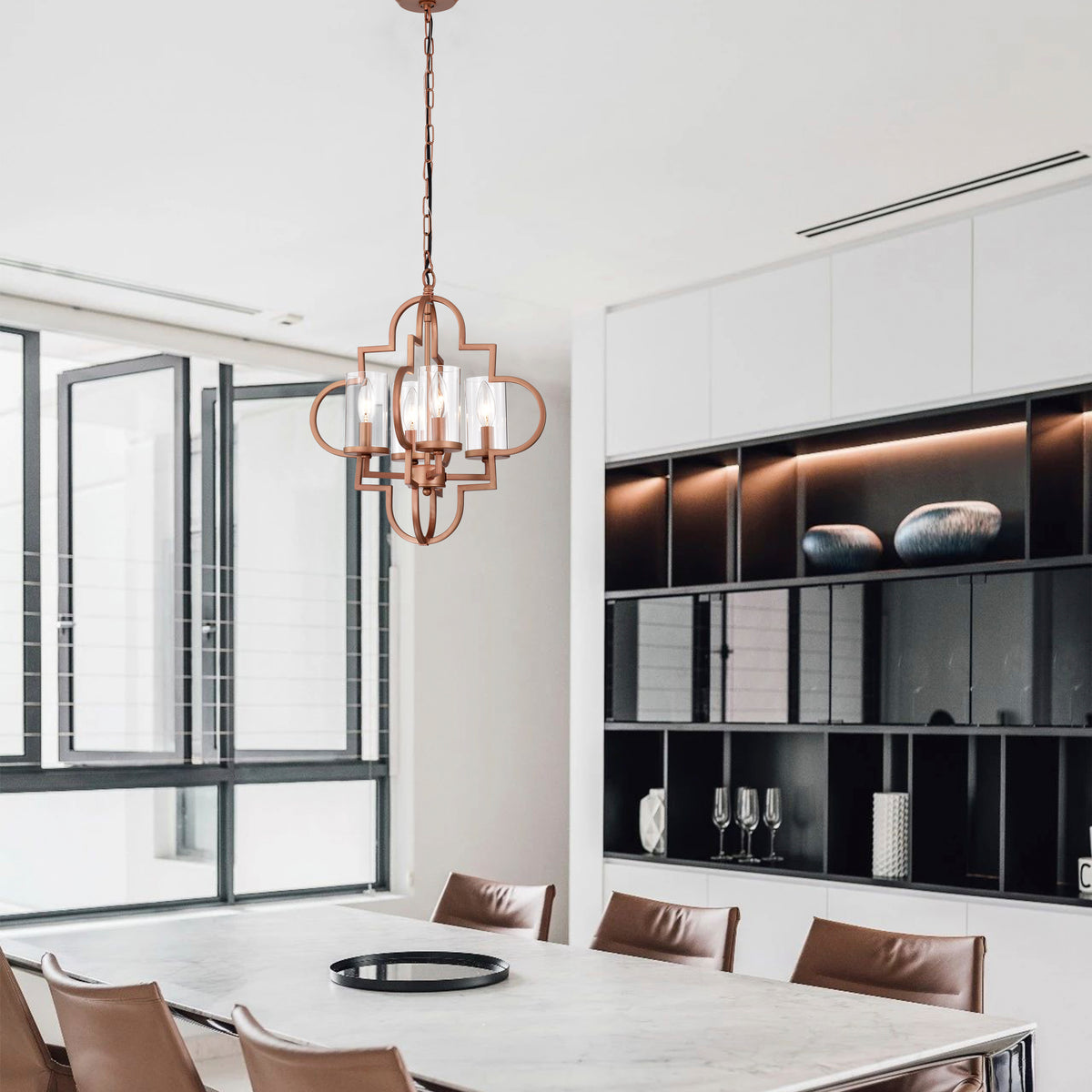 Aggelos 4-Light Open Frame Quatrefoil Pendant