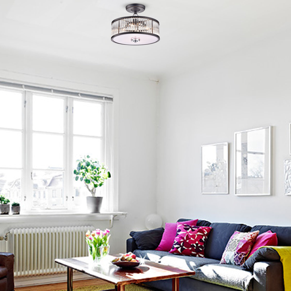 Bekka 4-Light Drum Semi-Flush Mount - Coffee Black