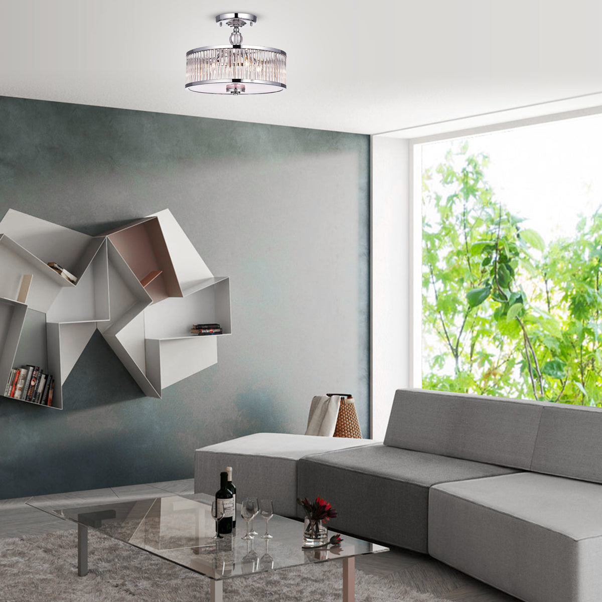 Bekka 4-Light Drum Semi-Flush Mount - Chrome